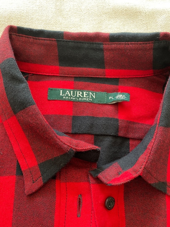 Lauren Ralph Lauren Buffalo Plaid Shirt With Bullion Patch Size PL - Picture 2 of 7